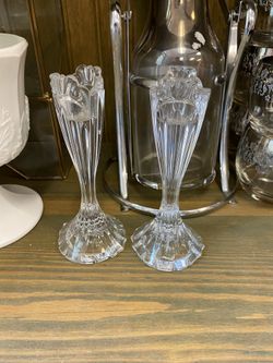 Pair of Cut Glass Candle Holders