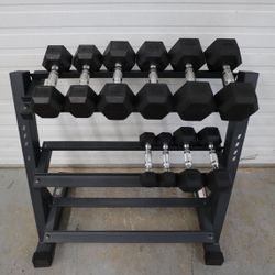 Used Marcy DBR-86 Weight 3 Tier Rack Set w/ Cap Dumbells DBR86-0720 Freeweights & Accessories  