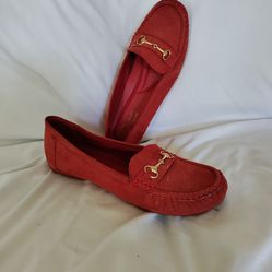 Red Suede Comfort Loafers
