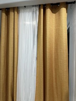 Mustard Gold Curtains with White Sheer