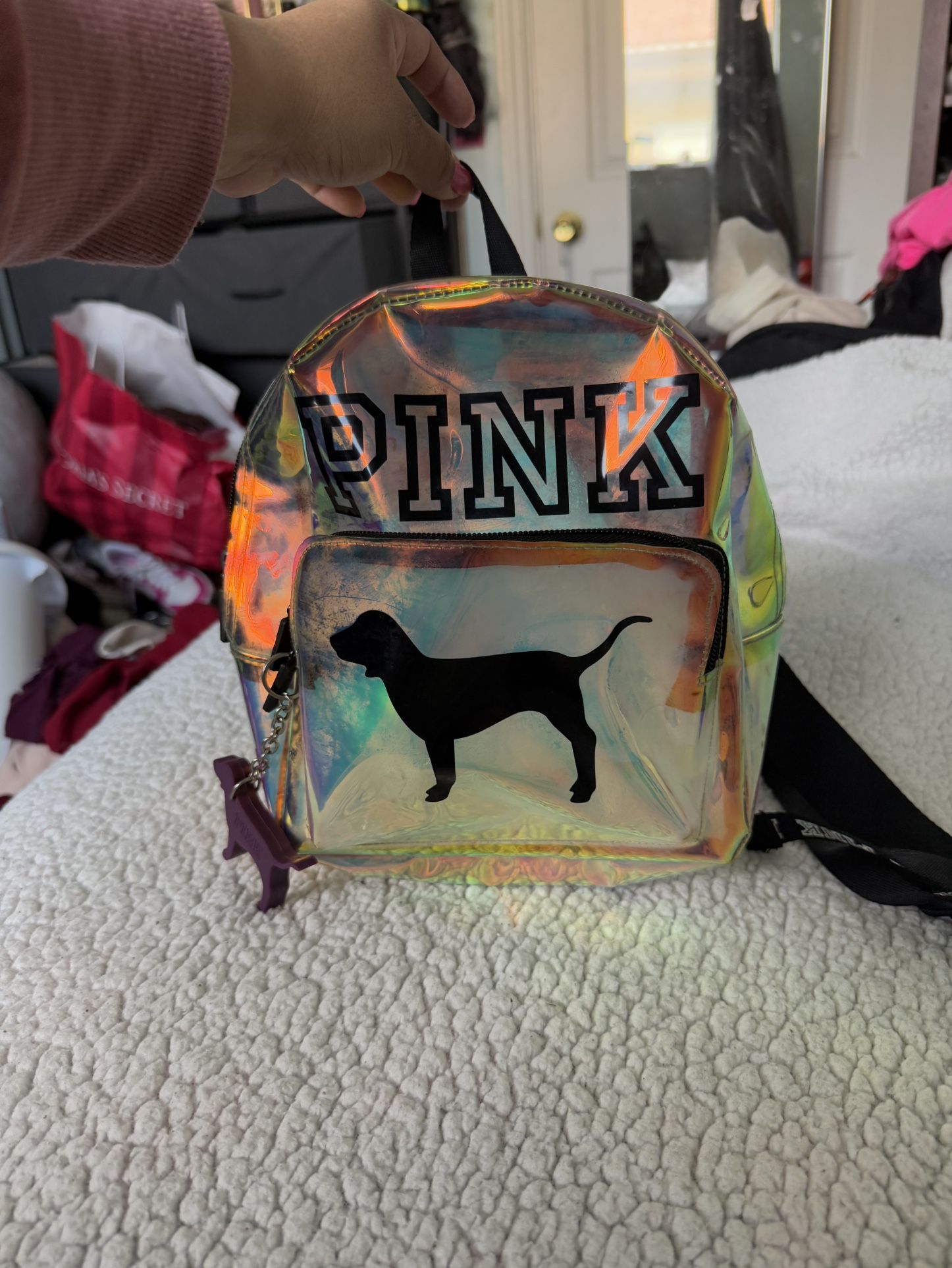 Victoria’s Secret Pink Clear Holographic Backpack