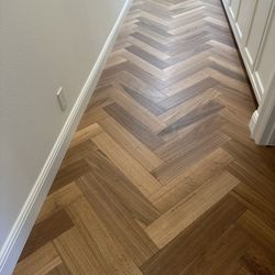 Herringbone Light  Walnut Color Wood Flooring ( Glue Down )
