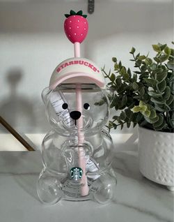 Starbucks Pink Glass Strawberry Bearista Cup