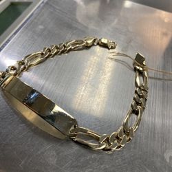 14k Figaro Id Bracelet 
