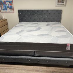 NEW BED FRAME KING SIZE WITH MATTRESS AND BOX SPRING
