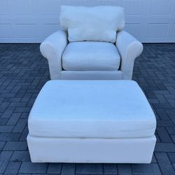 Cream Accent Chair with Ottoman Set