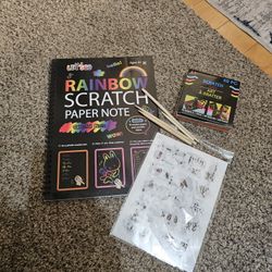 Rainbow Scratch Paper And Stencils