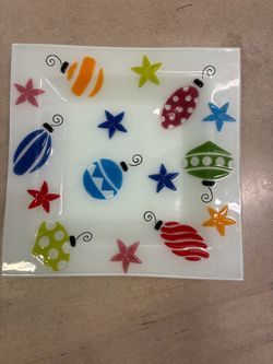 Christmas Ornament Fused Glass Decorative Plate