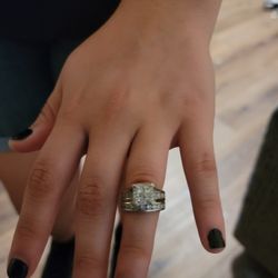 2ct Diamond And Silver Wedding Set