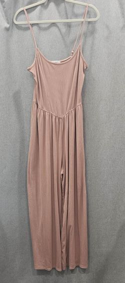 Dusty Pink Ribbed Spaghetti Strap Jumpsuit