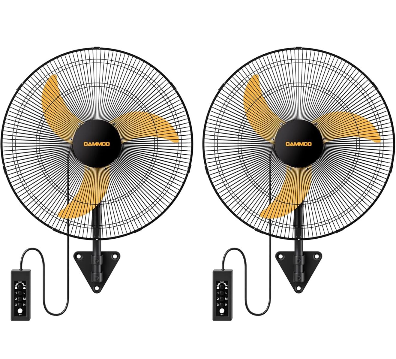 2-Pack CAMMOO 20” Wall Mount Fans – Industrial Oscillating Garage Fans