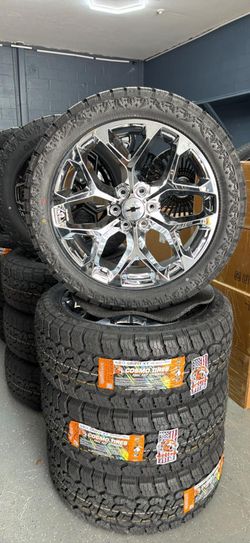 ❄️ 22” Chrome Snowflake Wheels & Tires ❄️ OEM Style Chevy / GMC Truck & SUV Package 🔥