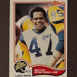 1982 TOPPS Leroy Irvin Los Angeles Rams L.A. #3 Rookie RC Record Breaker Football Card Vintage Collectible NFL Pro