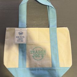 TRADER JOE'S MINI PASTEL CANVAS TOTE BAG BABY BLUE
