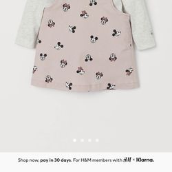 H&M Mickey And Minnie Pink Overall Dress 