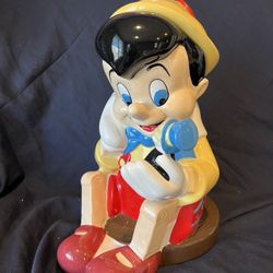 Vintage Disney Treasure Craft Pinocchio With Jiminy Cricket Cookie Jar 