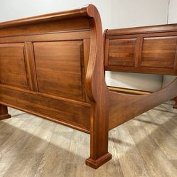 Real wood Queen sleigh bed frame