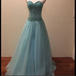 Mori Lee Ball Gown Sweet Sixteen Prom Dress Blue Aqua