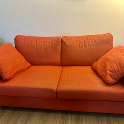 Orange/red Sofa 70” Long