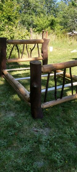 Queen log bed