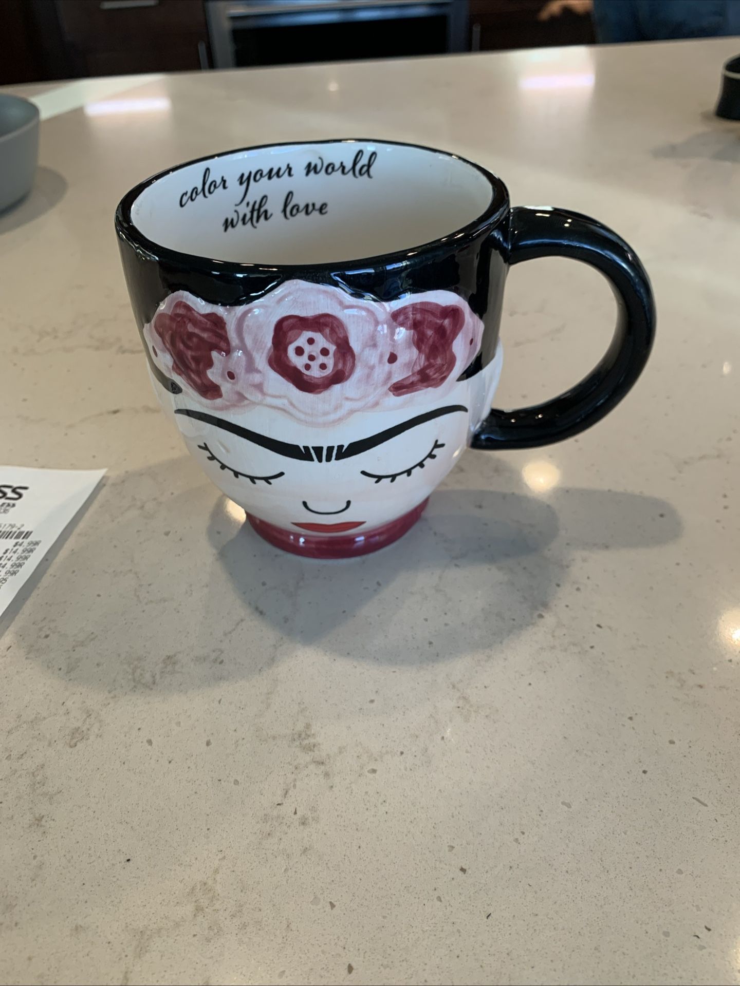 SCULPTED FRIDA FACE CERAMIC COFFEE MUG