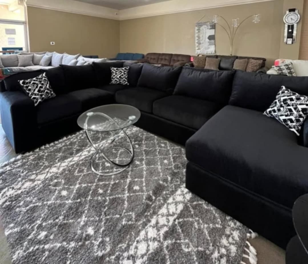 🖤JUST IN!!! Beautiful BLACK Living Room Sectional Chaise SOFA COUCH $10 DOWN
