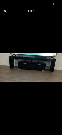 Black Gloss TV Stand with Cabinet