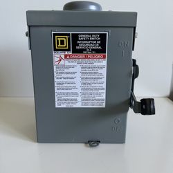 Square D : Safety Switch: Non-Fusible, 30 A, Three Phase, 240V AC, Galvanized Steel, Indoor/Outdoor