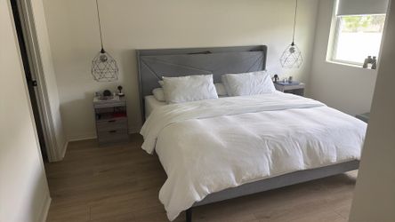 King bed frame and 2 night stands