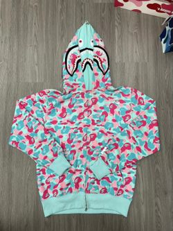 ABC SHARK BAPE HOODIE TURQUOISE CAMO ! A Bathing Ape Hoodie.