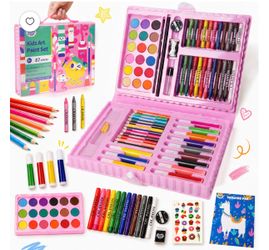 New KIDDYCOLOR 87 Pcs Deluxe Kids Drawing & Craft Supply Kit, All in One Painting Coloring Tools Set with Plastic Case for Children  * All-in-one, cre