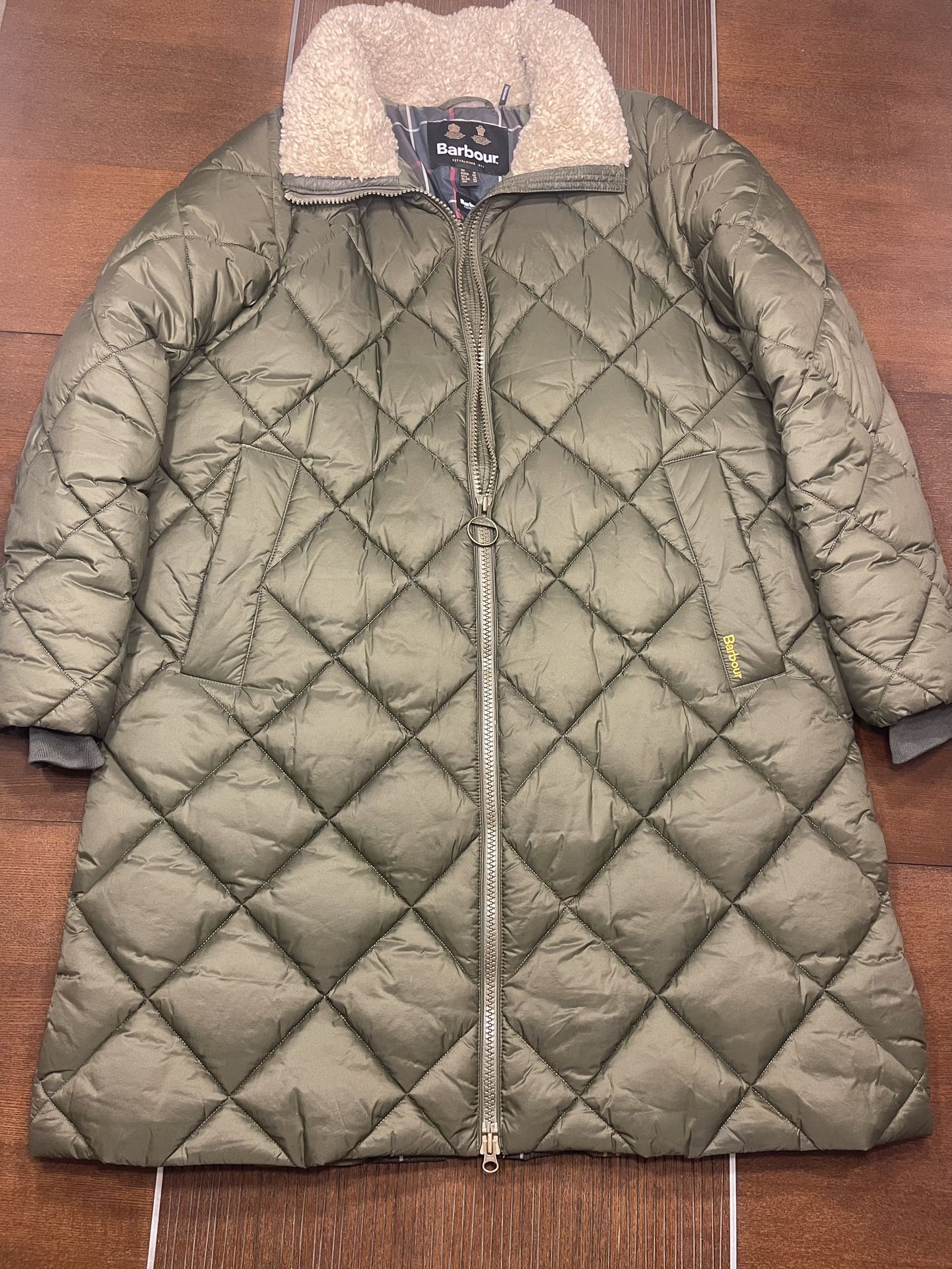 Authentic BARBOUR women jacket, dark sage color, size 10, perfect condition