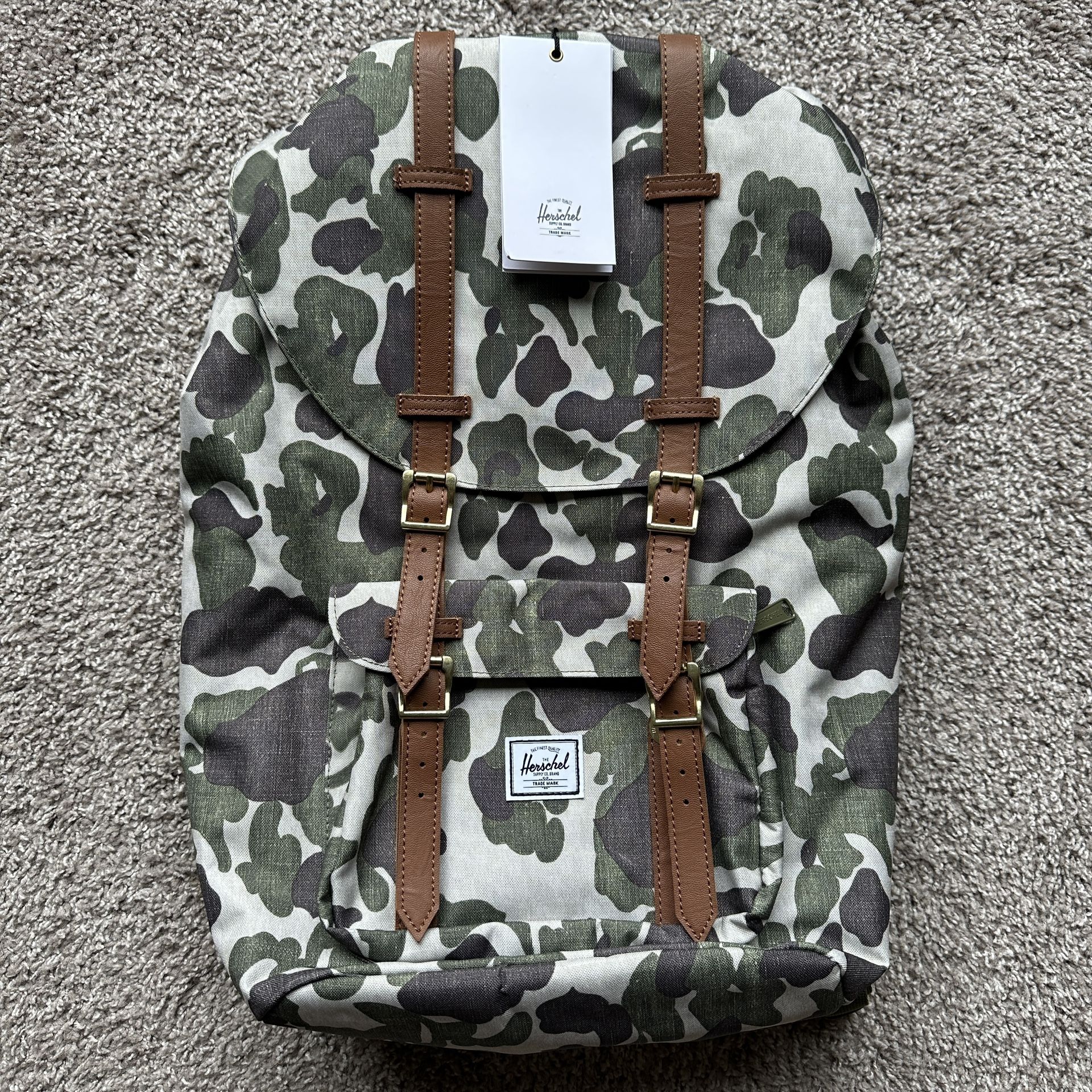 HERSCHEL SUPPLY LITTLE AMERICA BACKPACK 25L FROG CAMO CAMOUFLAGE GREEN BROWN TAN NEW