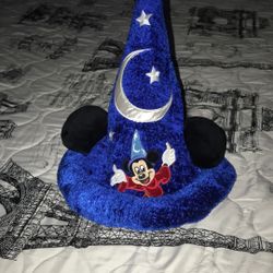 Original Disney Magician Mickey Mouse Hat Plush Stuffed Fantasia Magic Hat Youth 