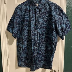 Men’s Blue Floral Short Sleeve Shirt 
