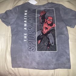 Amazing Spider-Man Kids Gray Shirt Toddlers Size 2 T NWT Fun Comics Hero Marvel