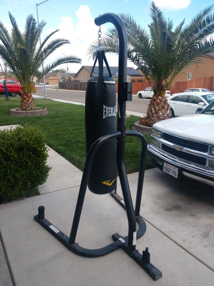 Punching bag stand with Everlast punching bag, $100 FIRM