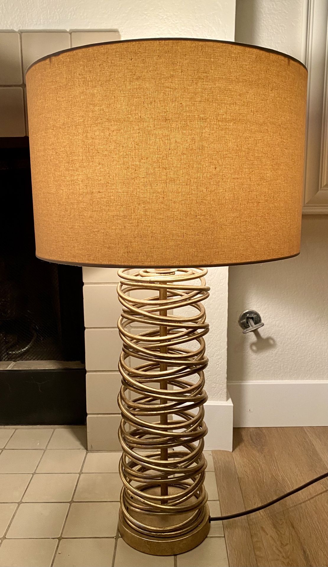 TWO Uttermost Amarey Coil Lamps With Linen Shades
