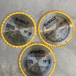 Set of 3, DEWALT 10-inch (254 mm) DW3103 General Purpose Circular Saw Blade. 32T & 60T,