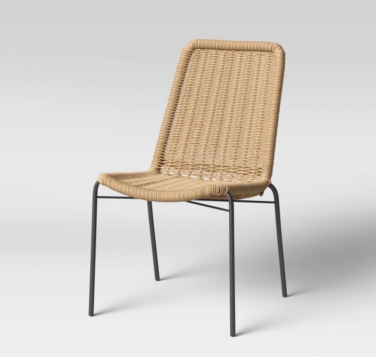 Resin Wicker Outdoor Patio Dining Chair Armless Black