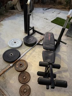 Marcy Weight Bench with Barbell and Plates