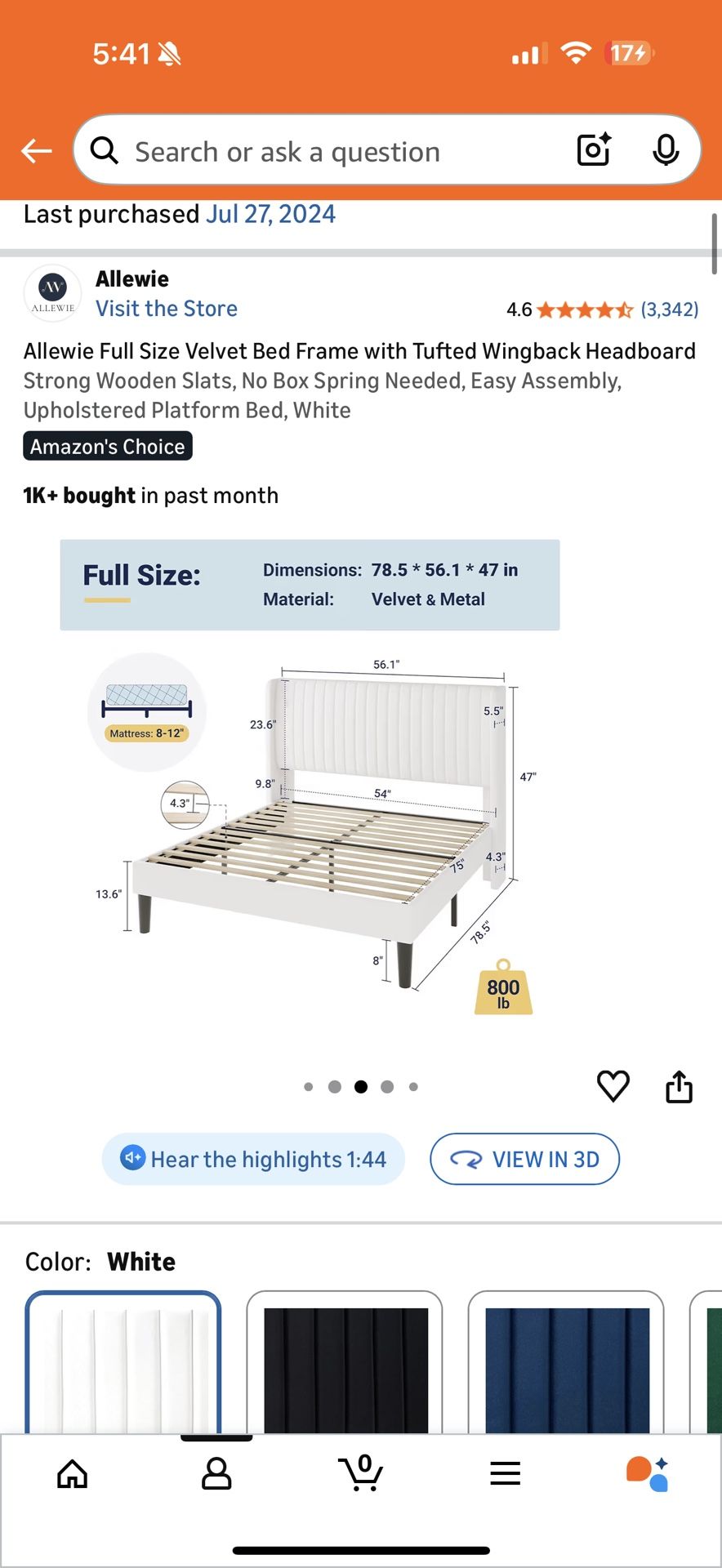 Full Size Velvet Bed Frame with Tufted Wingback Headboard