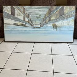 ery beautiful picture with a wooden frame—like new. It measures 55 inches in length and 28 inches in width.