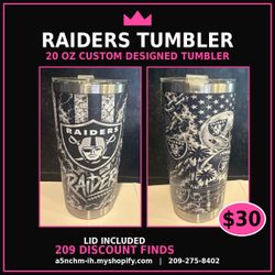 Raiders Custom Designed Tumbler - 20 oz