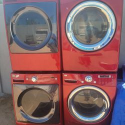 Red Washer And Dryer Front Load Stackable