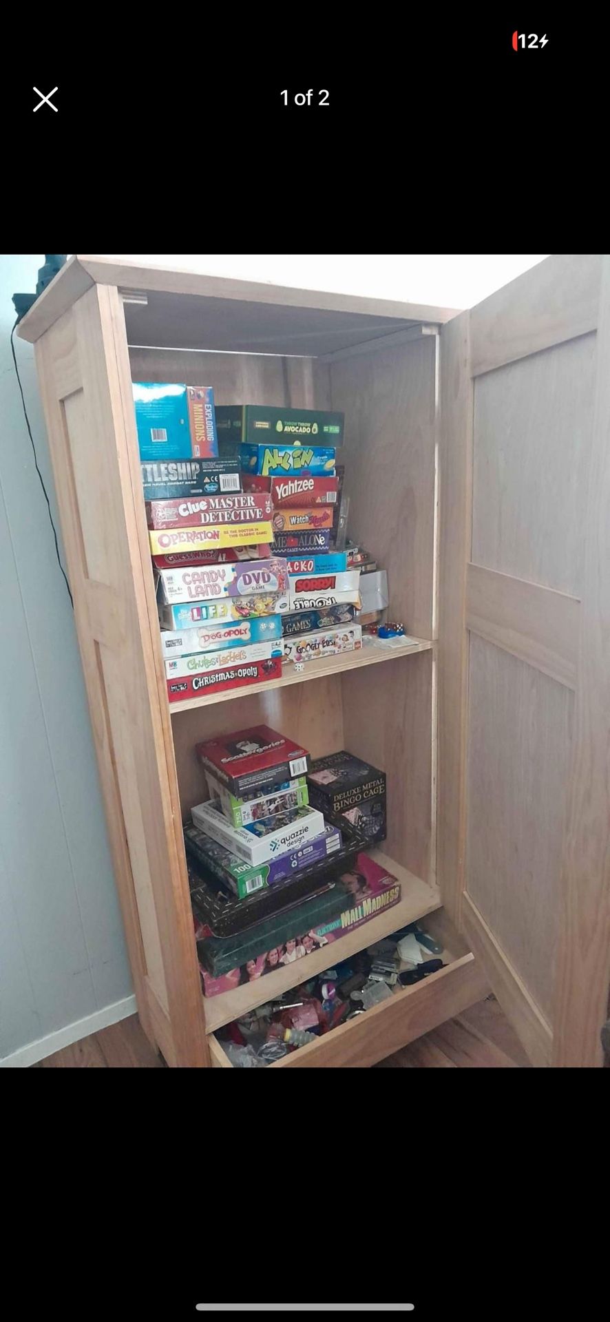 Game Board Cabinet With Board Games