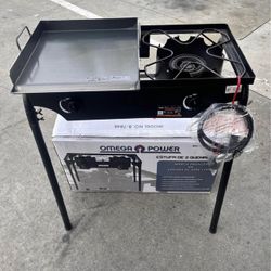 Estufa De 2 Quemador De Gas Propano Con Plancha Gruesa De Fiero Que Mide 16x16