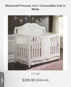 Princess crib and 5 drawer chest with changing table