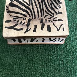 Handcrafted Zebra Trinket Box – Ceramic Animal Jewelry  Keepsake  