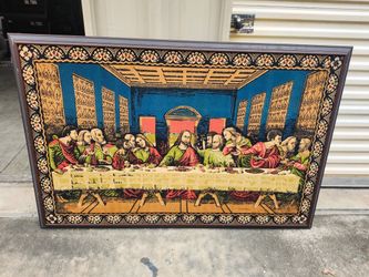 Vintage Framed Last Supper Wall Tapestry